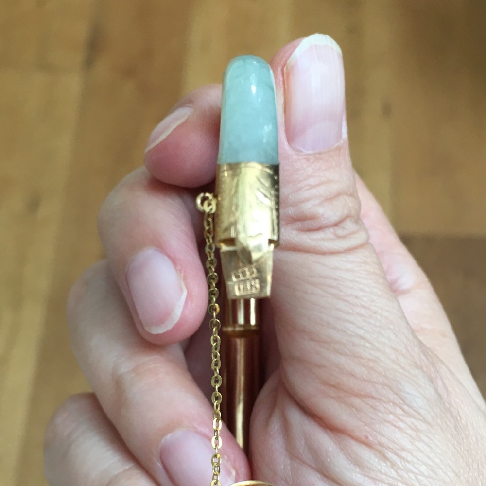 Multi Color Jade Solid 14k Hinged Bangle Bracelet - image 7